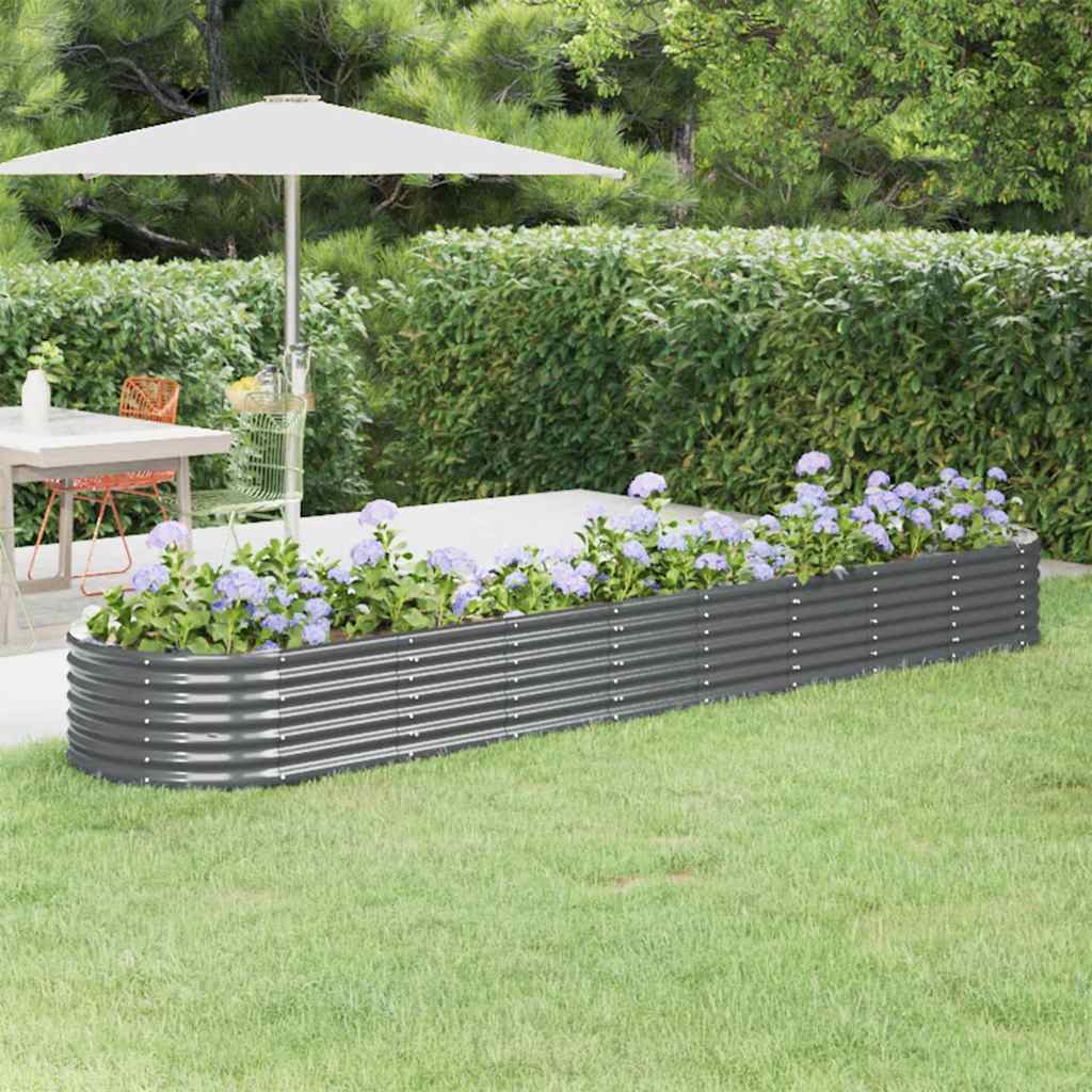 Vidaxl plantenbak 368x80x36 cm gegalvaniseerd staal antracietkleurig