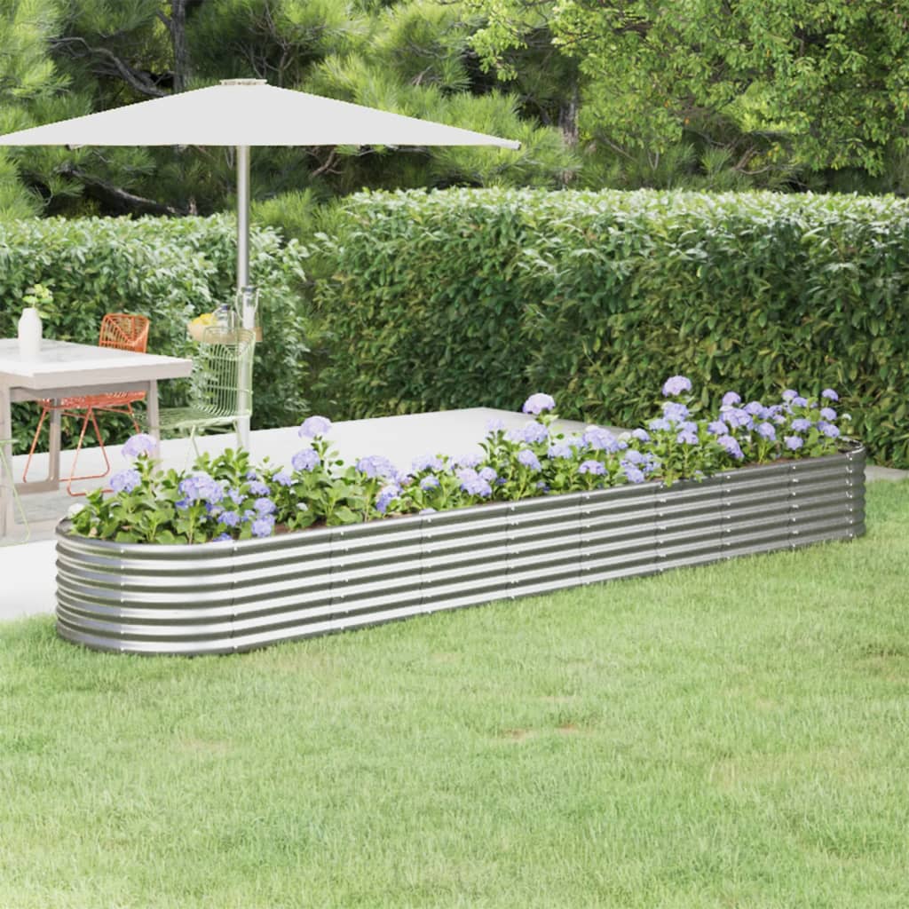 Vidaxl plantenbak 368x80x36 cm gegalvaniseerd staal zilverkleurig