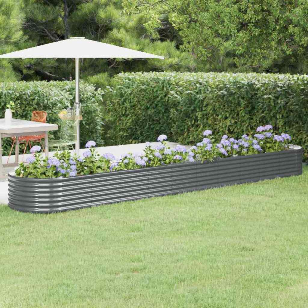Vidaxl plantenbak 440x80x36 cm gegalvaniseerd staal antracietkleurig