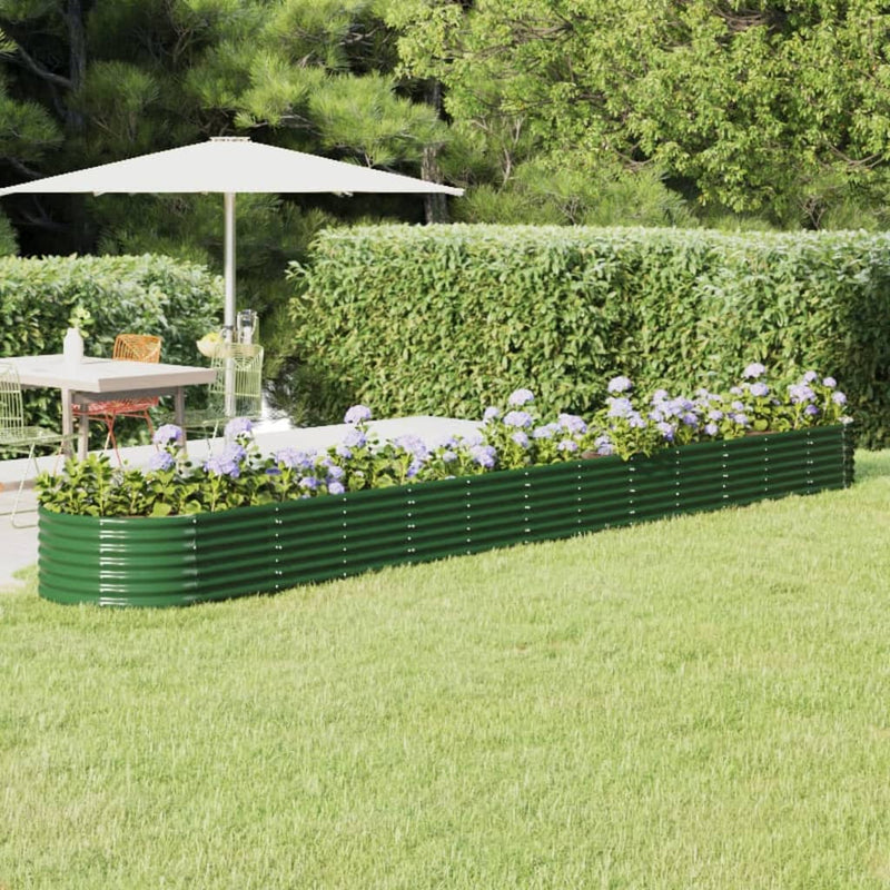 Casella di pianificazione Vidaxl 512x80x36 cm in polvere verde acciaio