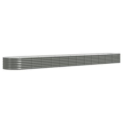 Scatola di pianificazione Vidaxl 512x80x36 cm in polvere grigio in acciaio rivestito