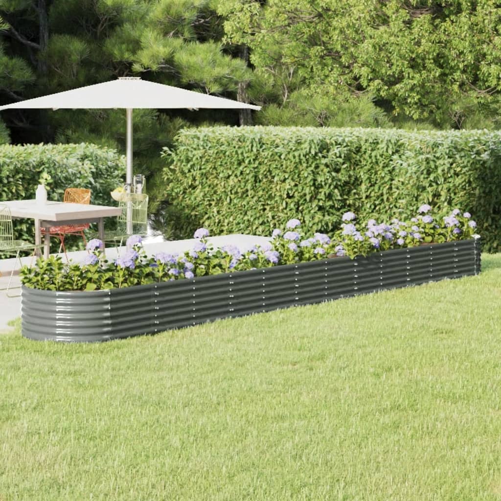 Vidaxl plantenbak 512x80x36 cm gegalvaniseerd staal grijs