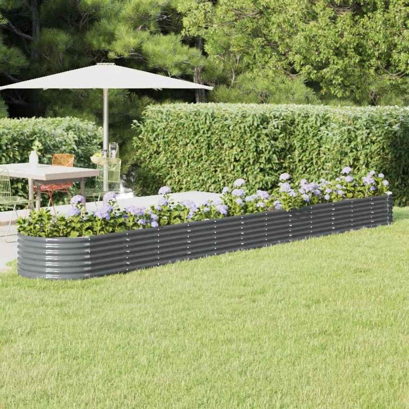 Casella di pianificazione Vidaxl 512x80x36 cm in polvere con antracite in acciaio rivestito