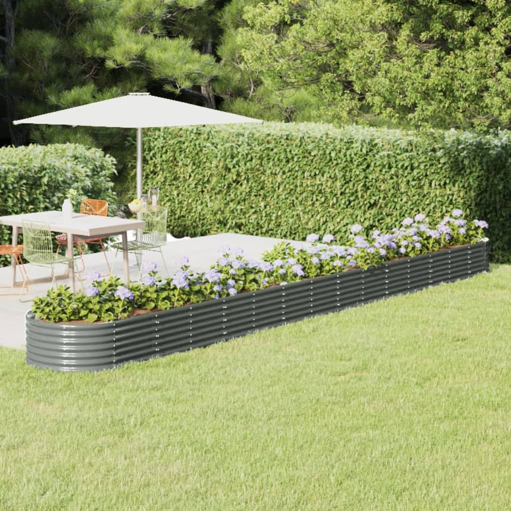 Vidaxl plantenbak 620x80x36 cm gegalvaniseerd staal grijs