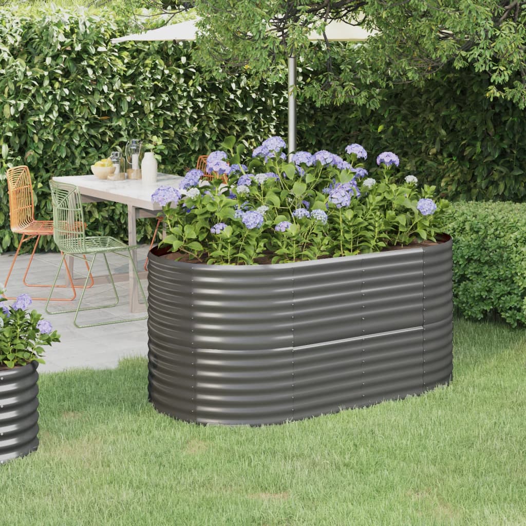 Vidaxl plantenbak 152x80x68 cm gegalvaniseerd staal grijs