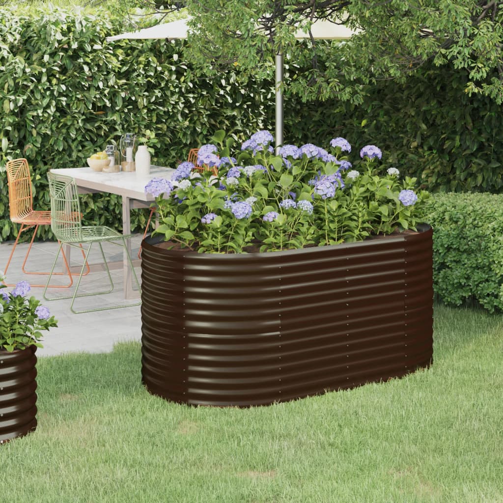 Vidaxl fioriera 152x80x68 cm in polvere in acciaio rivestito