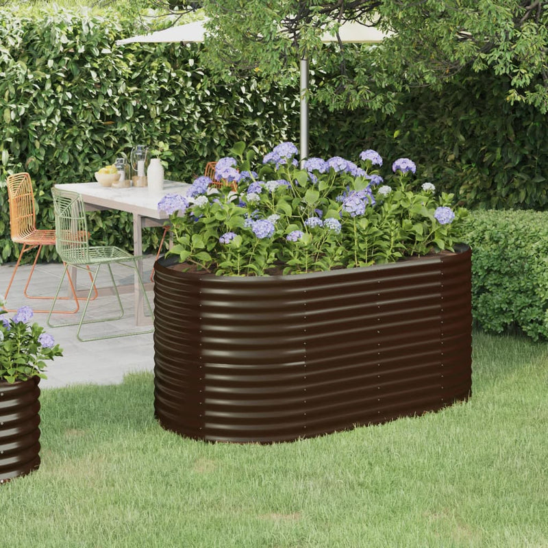 Vidaxl fioriera 152x80x68 cm in polvere in acciaio rivestito