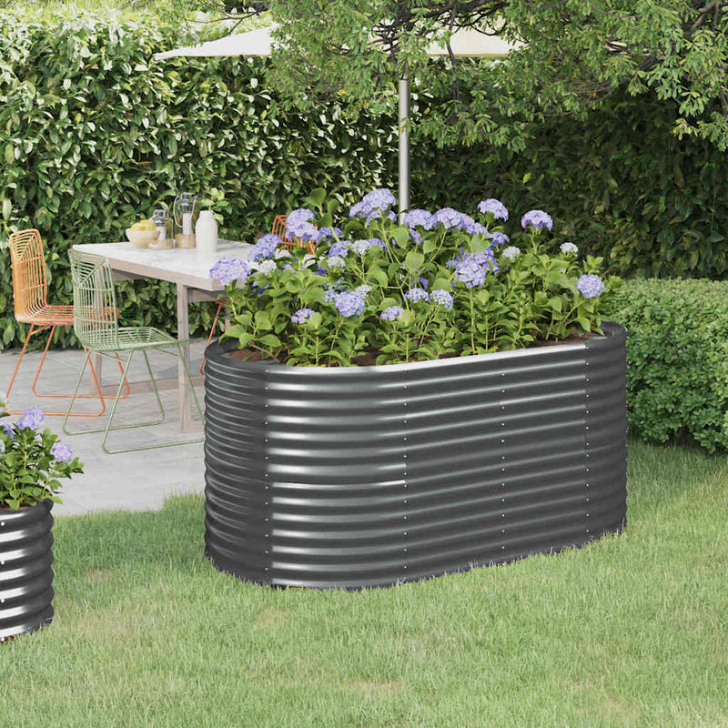 Scatola di pianificazione Vidaxl 152x80x68 cm in polvere antracite in acciaio rivestito