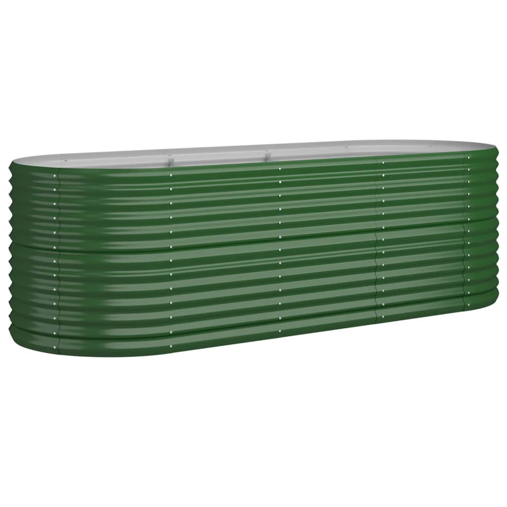 Scatola di pianificazione Vidaxl 224x80x68 cm in polvere verdi in acciaio rivestito