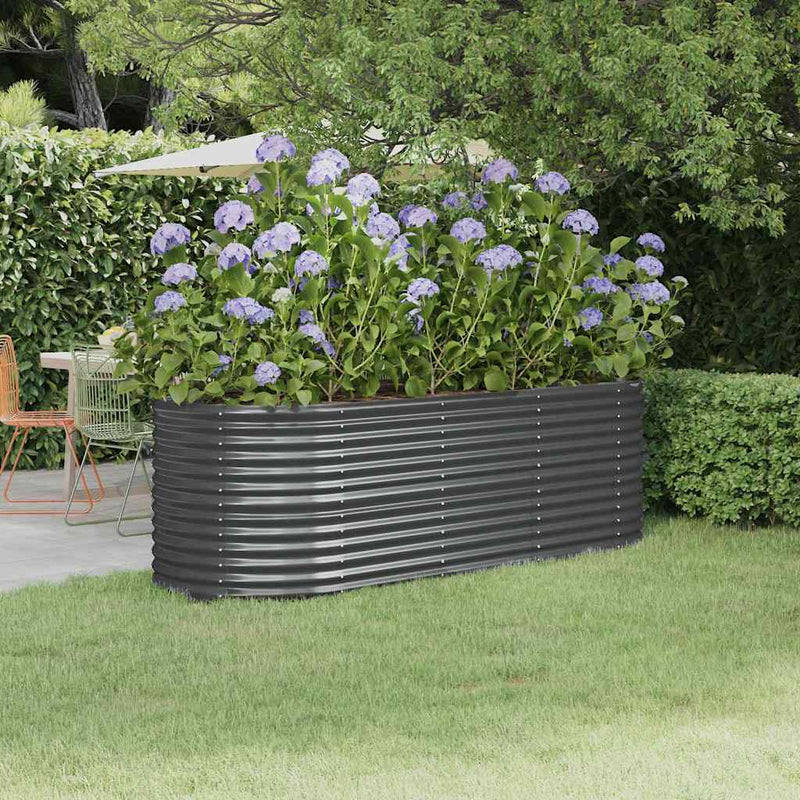 Vidaxl Planning Box 224x80x68 cm in polvere antracite in acciaio rivestito