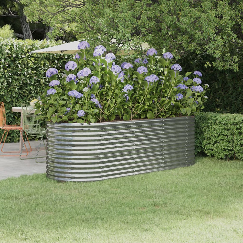 Scatola di pianificazione Vidaxl 224x80x68 cm in polvere colorata in acciaio rivestito