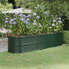 Scatola di pianificazione Vidaxl 296x80x68 cm in polvere verdi in acciaio rivestito