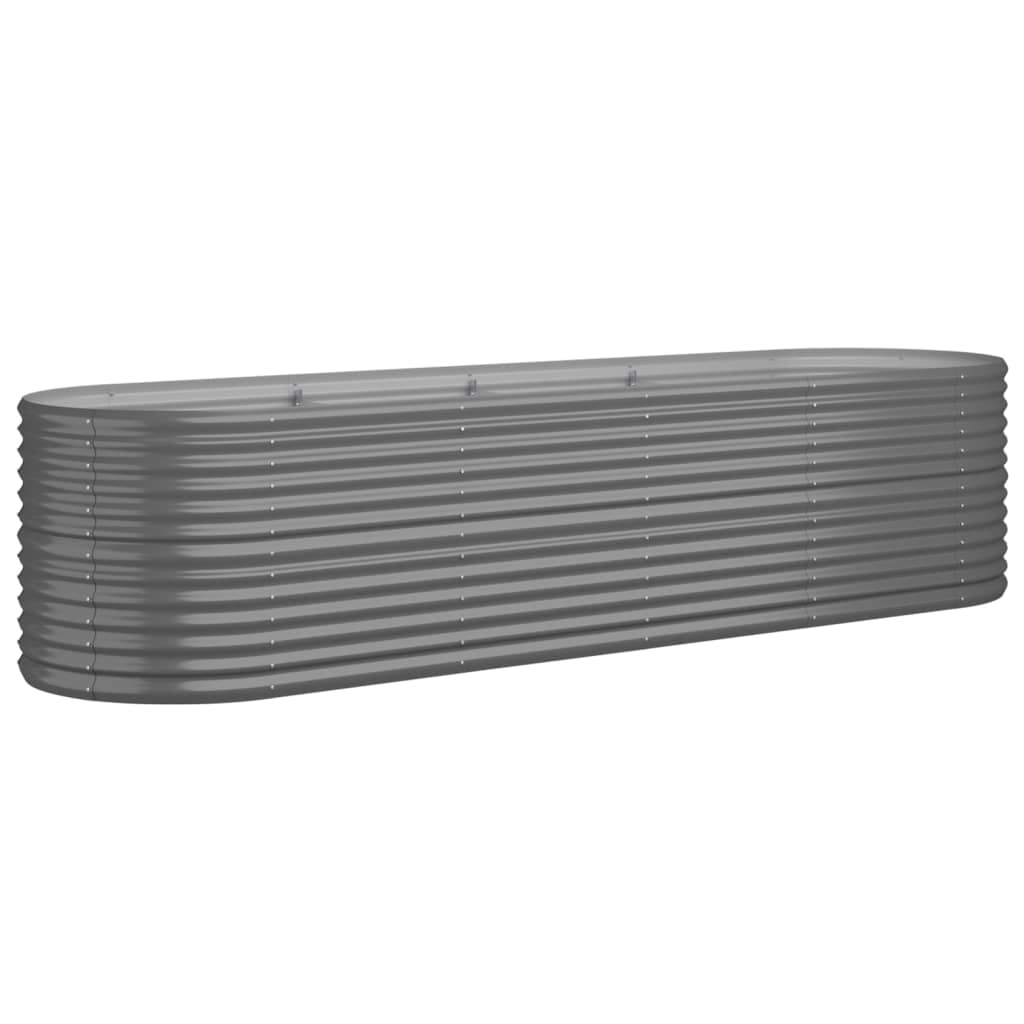 Scatola di pianificazione Vidaxl 296x80x68 cm in polvere grigio in acciaio rivestito