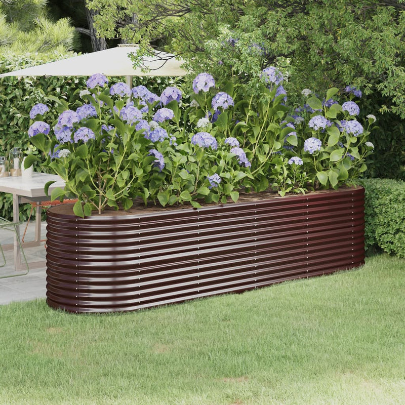 Scatola di pianificazione Vidaxl 296x80x68 cm in polvere con bordo rivestito in acciaio