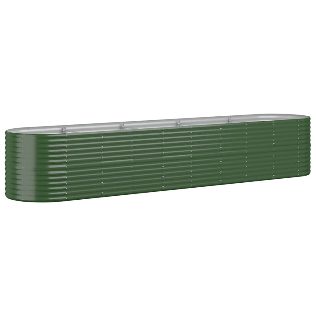 Vidaxl Planning Box 368x80x68 cm in polvere verdi in acciaio rivestito