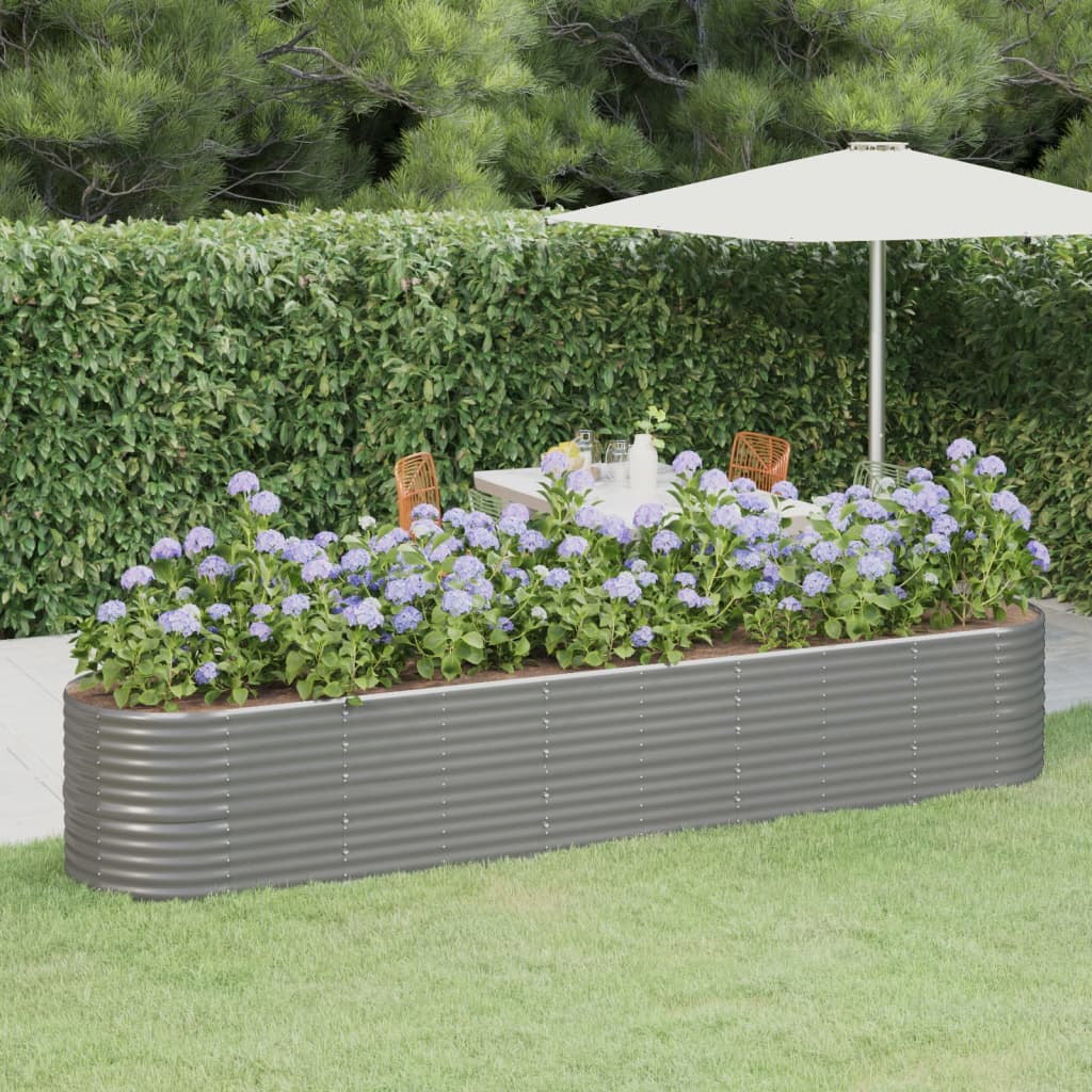Vidaxl plantenbak 368x80x68 cm gegalvaniseerd staal grijs