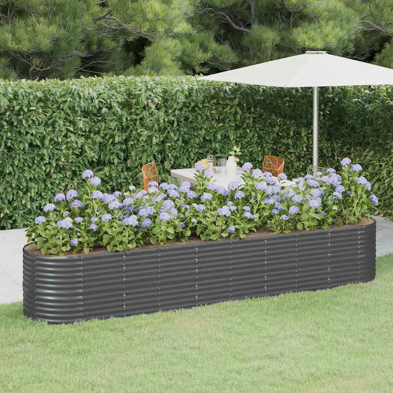 Vidaxl Planning Box 368x80x68 cm in polvere con antracite in acciaio rivestito