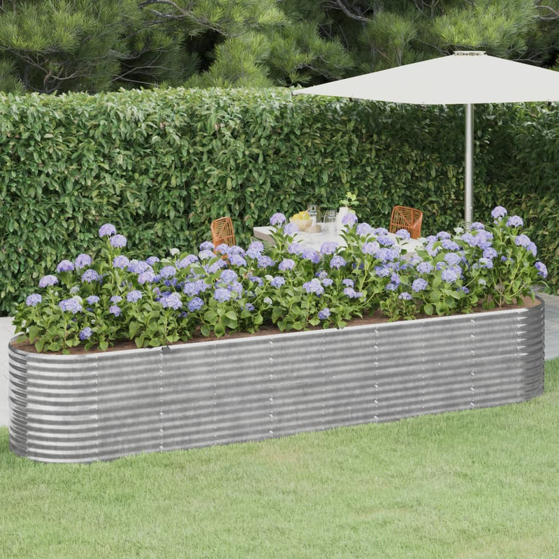 Vidaxl fioriera 368x80x68 cm in polvere colorata in acciaio rivestito