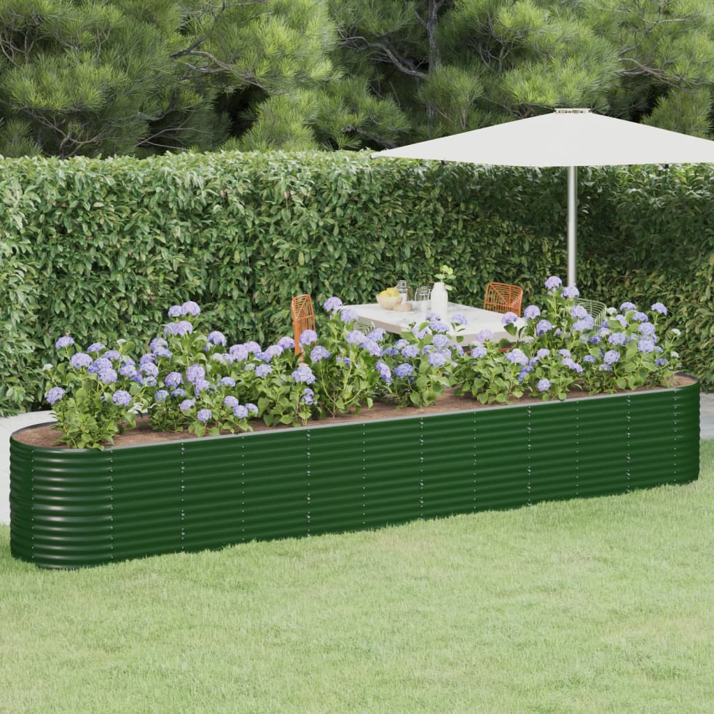 Casella di pianificazione Vidaxl 440x80x68 cm in polvere verdi in acciaio rivestito