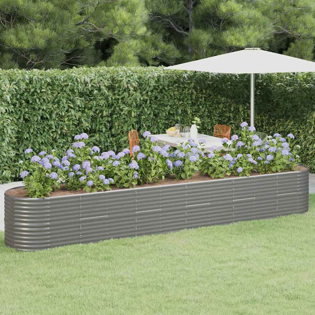 Vidaxl plantenbak 440x80x68 cm gegalvaniseerd staal grijs