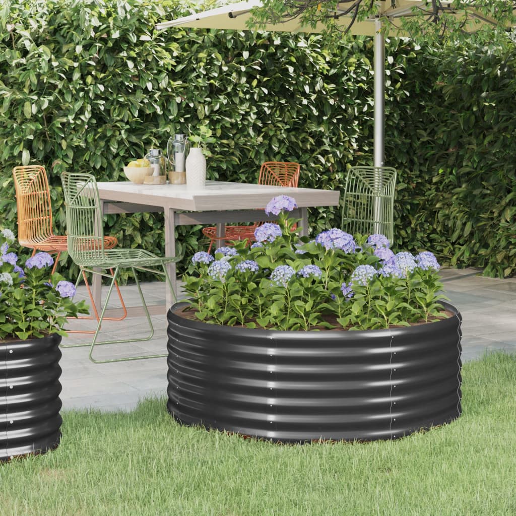 Casella di pianificazione Vidaxl 100x100x36 cm in polvere antracite in acciaio rivestito