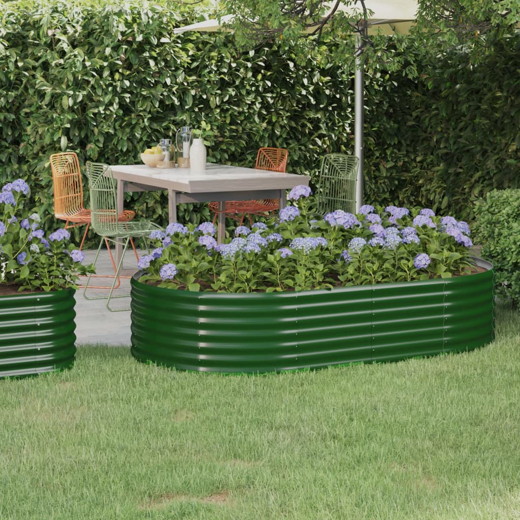 Scatola di pianificazione Vidaxl 175x100x36 cm in polvere verdi in acciaio rivestito