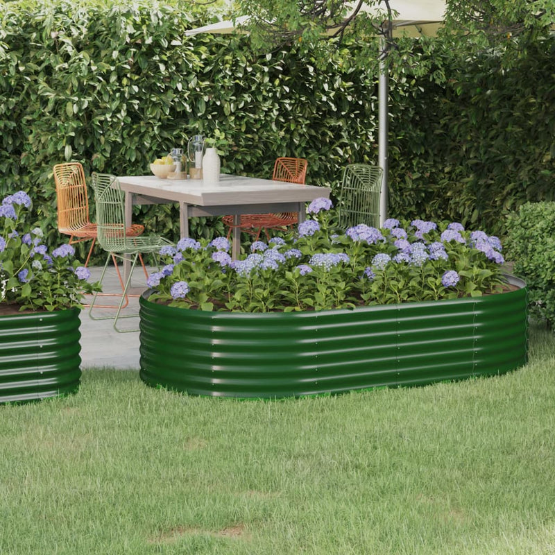 Scatola di pianificazione Vidaxl 175x100x36 cm in polvere verdi in acciaio rivestito