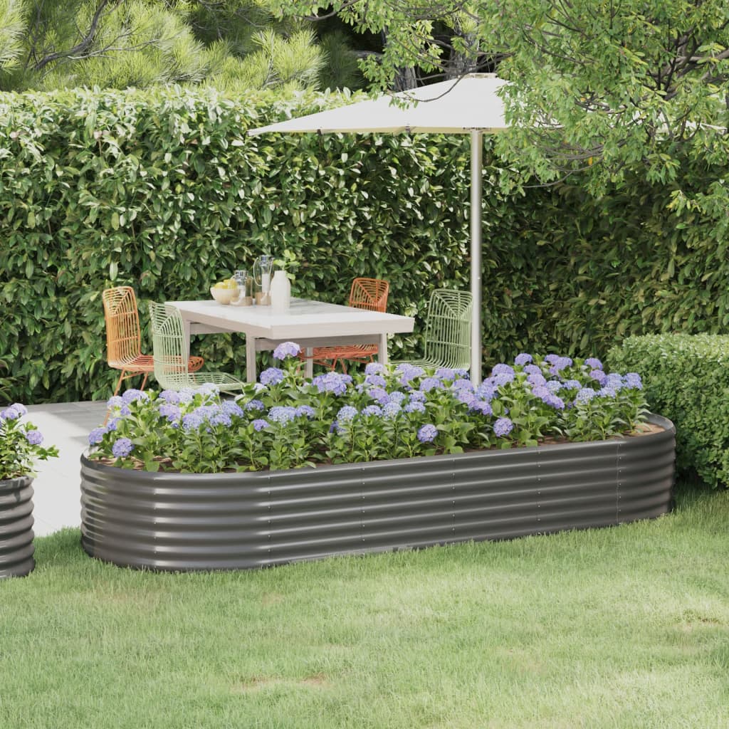 Vidaxl plantenbak 249x100x36 cm gegalvaniseerd staal grijs