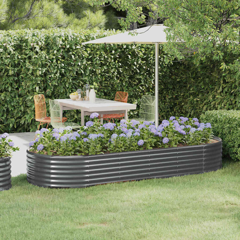 Casella di pianificazione Vidaxl 249x100x36 cm in polvere con antracite in acciaio rivestito