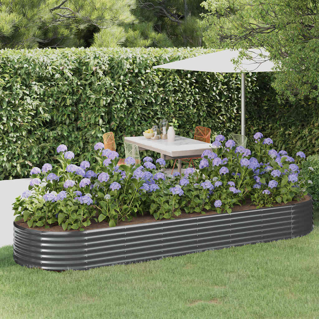 Vidaxl plantenbak 322x100x36 cm gegalvaniseerd staal antracietkleurig