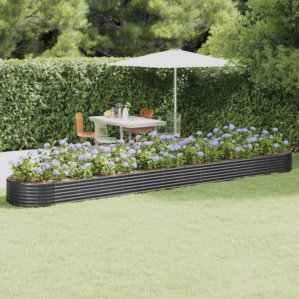 Vidaxl plantenbak 544x100x36 cm gegalvaniseerd staal antracietkleurig