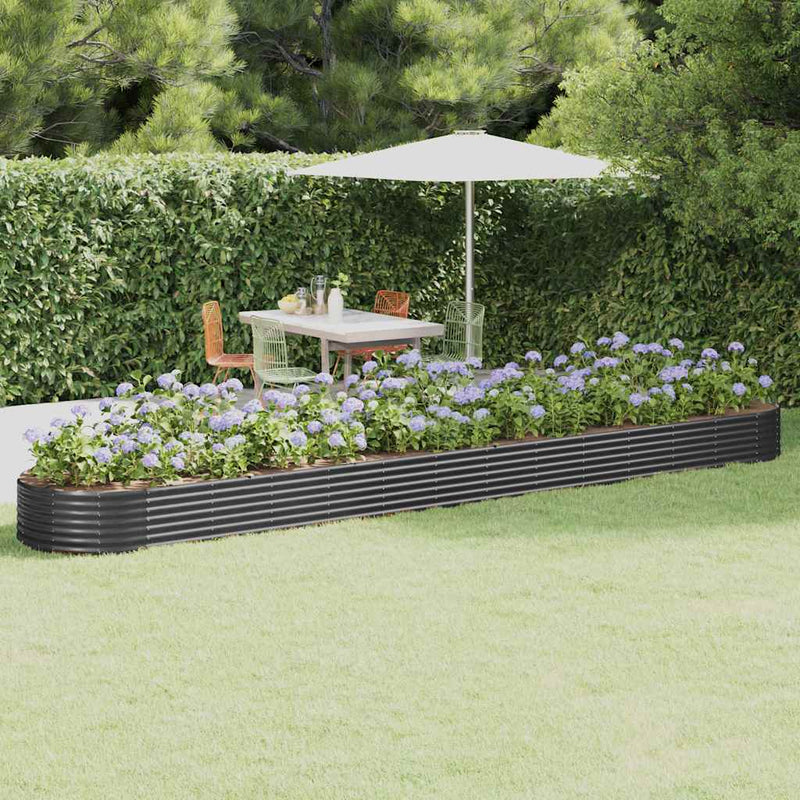 Vidaxl Planning Box 544x100x36 cm in polvere antracite in acciaio rivestito