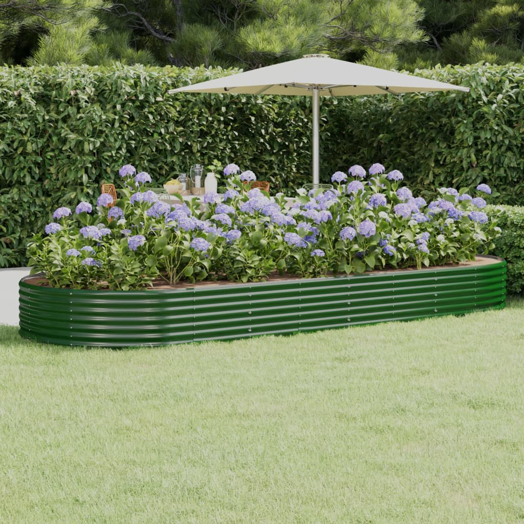 Vidaxx jardinera 373x140x36 cm acero galvanizado verde