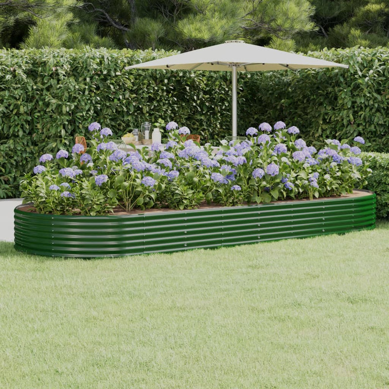 Vidaxx jardinera 373x140x36 cm acero galvanizado verde