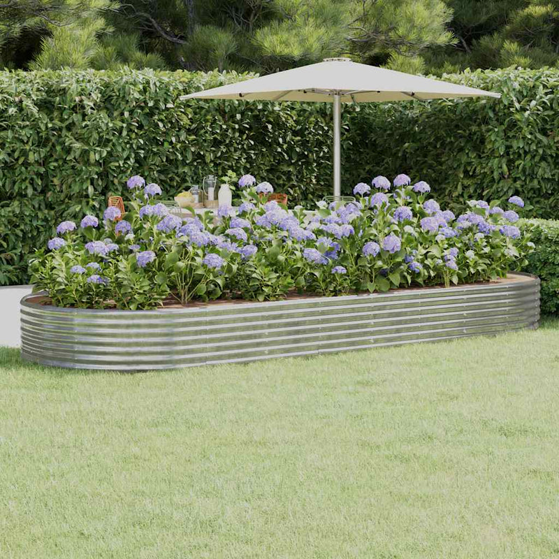 Scatola di pianificazione Vidaxl 373x140x36 cm in polvere colorata in acciaio rivestito