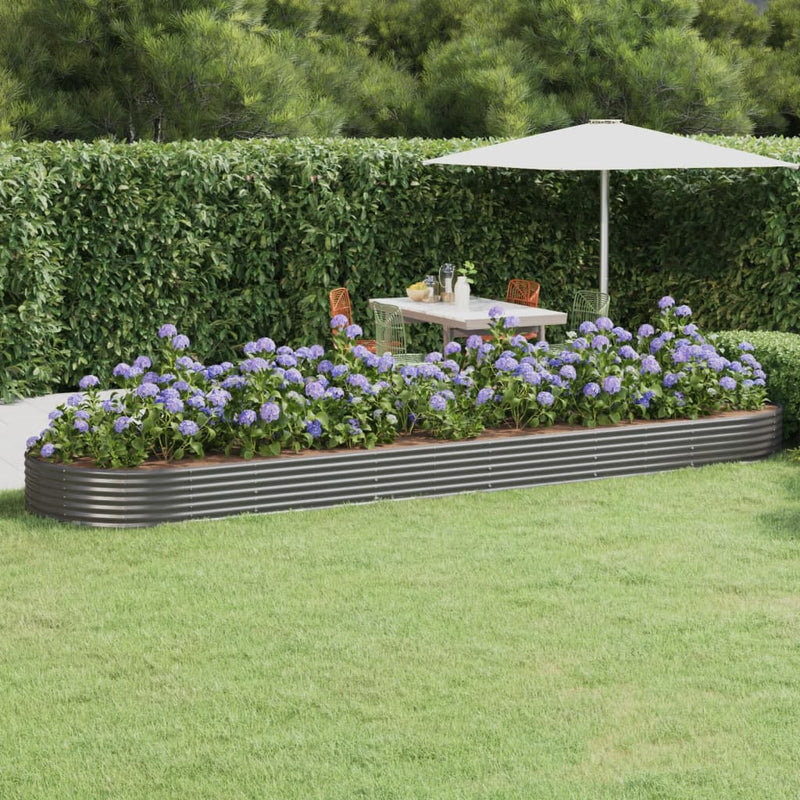 Casella di pianificazione Vidaxl 523x140x36 cm in polvere grigio in acciaio rivestito