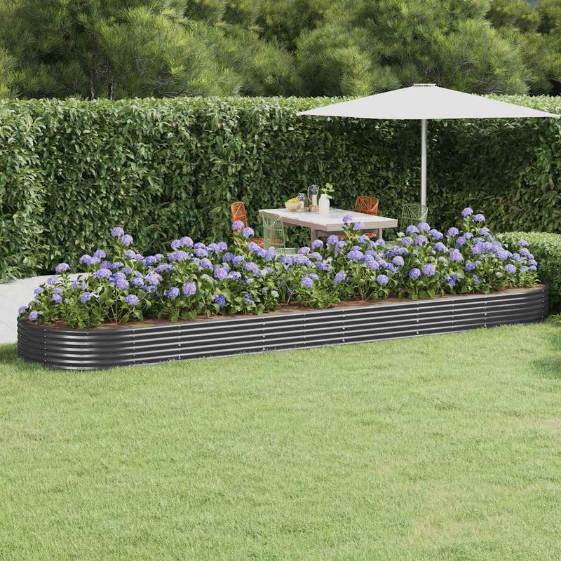 Vidaxl plantenbak 523x140x36 cm gegalvaniseerd staal antracietkleurig