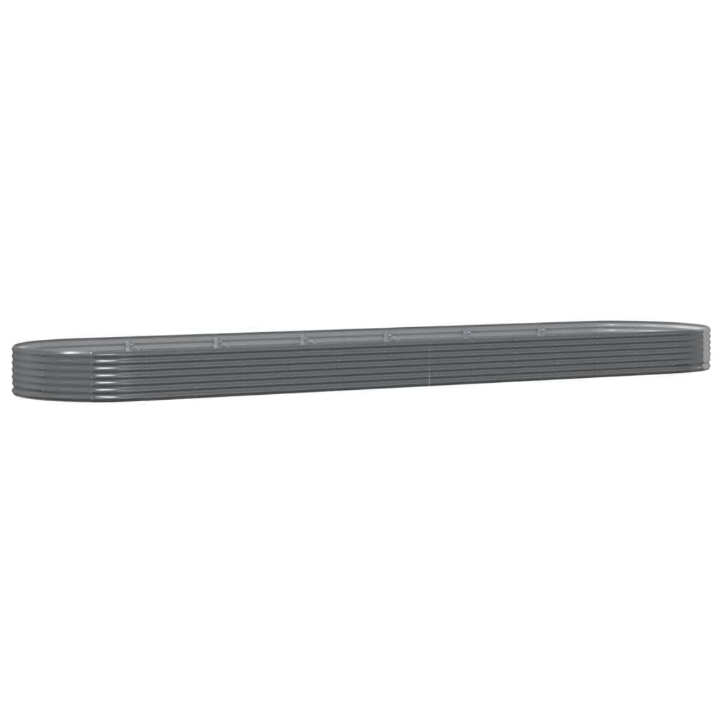 Scatola di pianificazione Vidaxl 600x140x36 cm in polvere grigio in acciaio rivestito