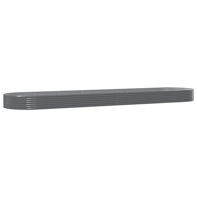 Scatola di pianificazione Vidaxl 600x140x36 cm in polvere grigio in acciaio rivestito