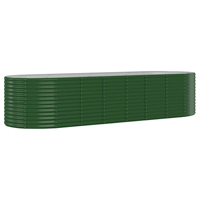 Scatola di pianificazione Vidaxl 322x100x68 cm in polvere verdi in acciaio rivestito