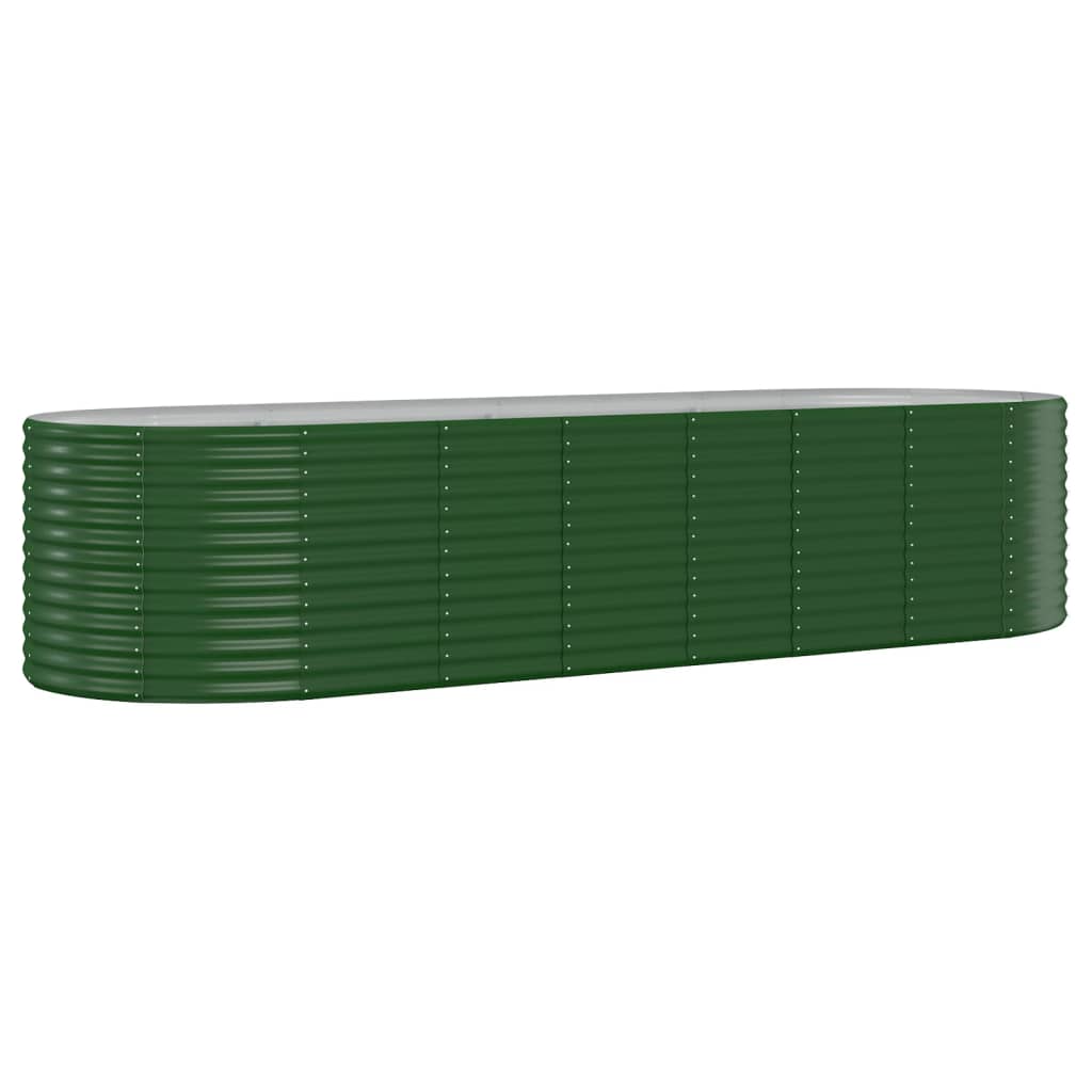 Scatola di pianificazione Vidaxl 322x100x68 cm in polvere verdi in acciaio rivestito