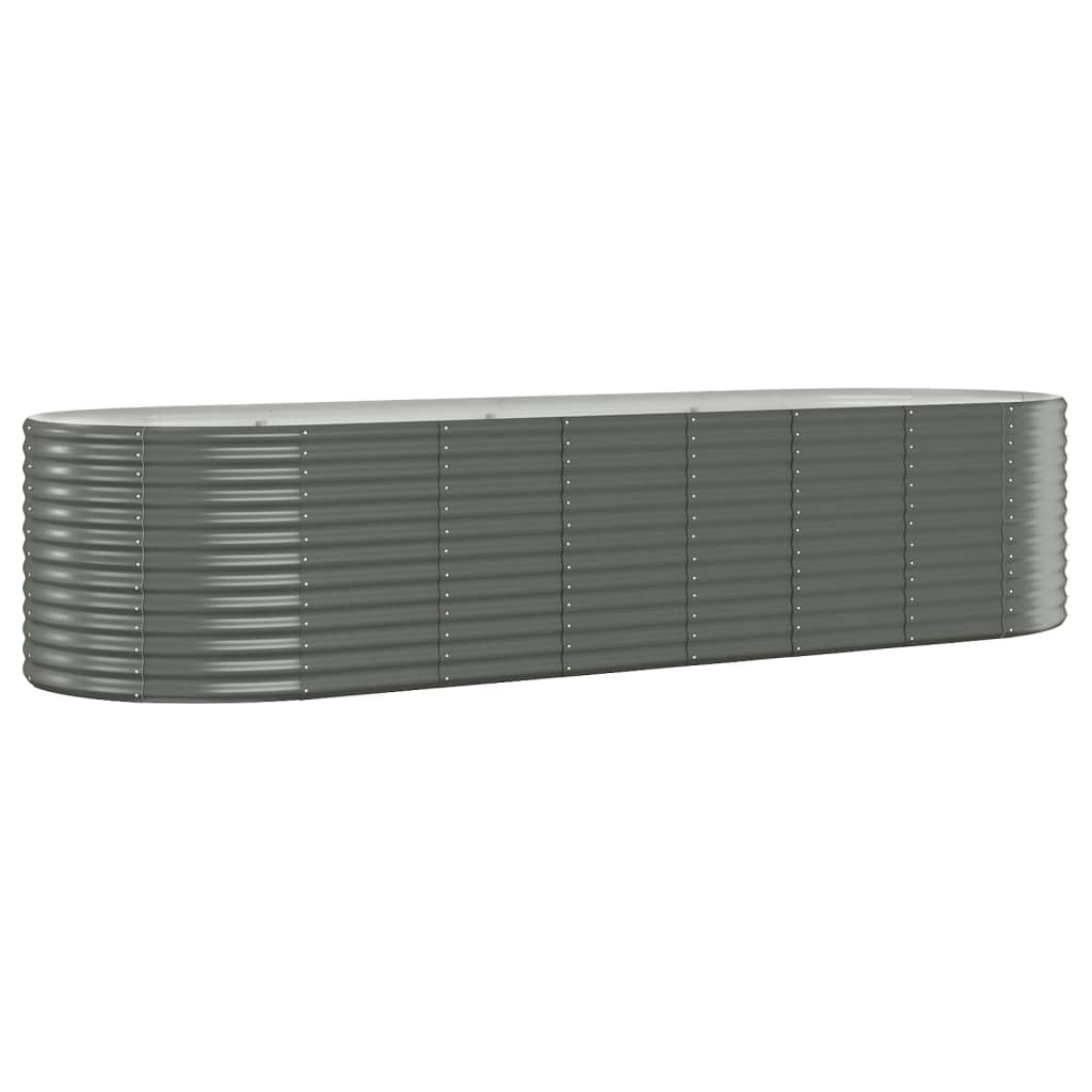 Scatola di pianificazione Vidaxl 322x100x68 cm in polvere grigio in acciaio rivestito