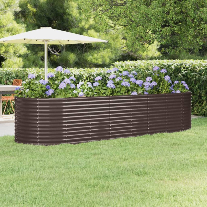Scatola di pianificazione Vidaxl 322x100x68 cm in polvere in acciaio rivestito