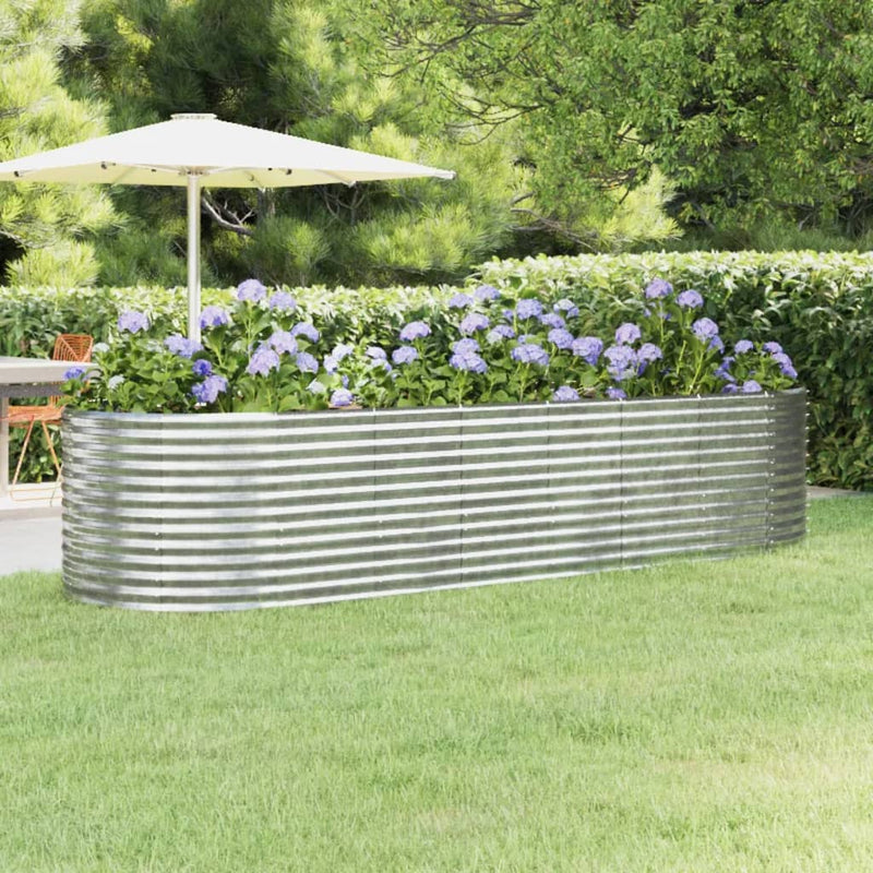 Scatola di pianificazione Vidaxl 322x100x68 cm in polvere colorata in acciaio rivestito