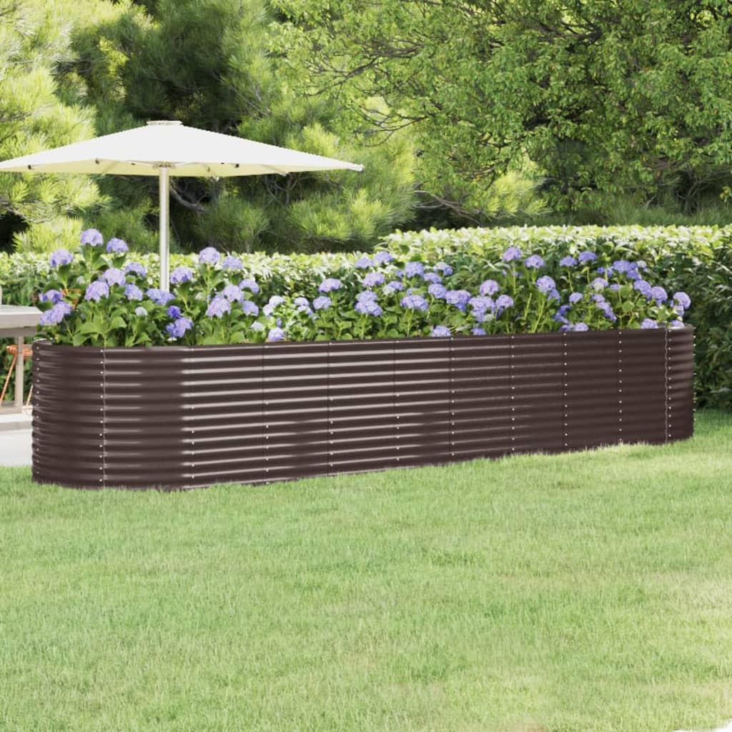 Fioriera Vidaxx 396x100x68 cm in acciaio zincato marrone