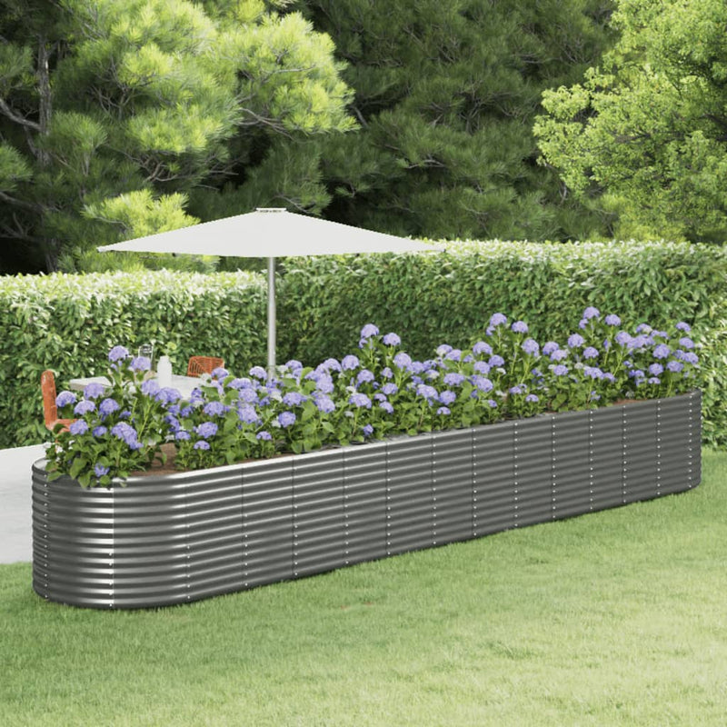 Scatola di pianificazione Vidaxl 554x100x68 cm in polvere grigio in acciaio rivestito