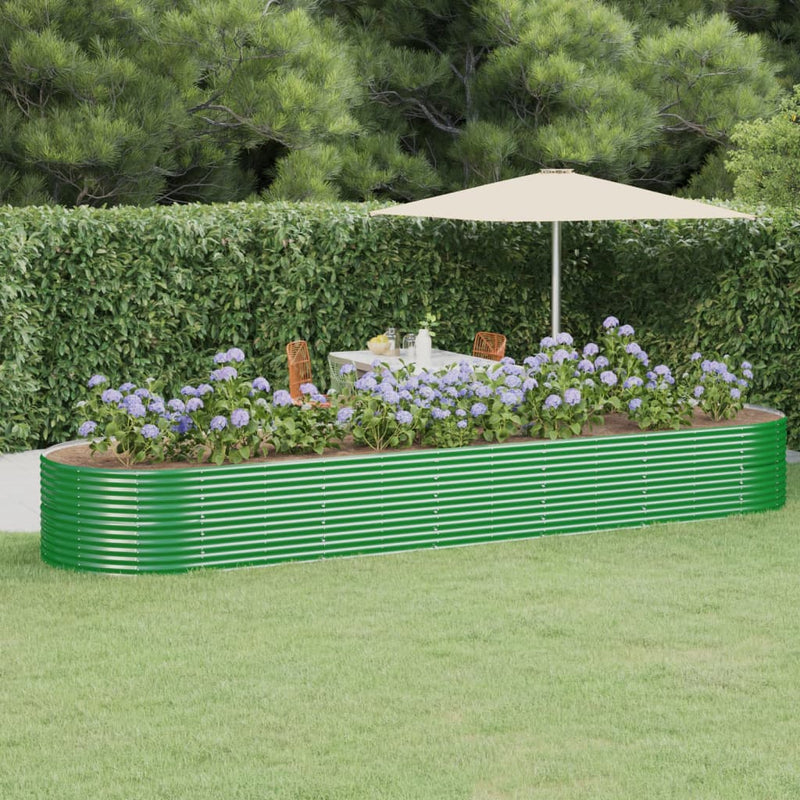 Casella di pianificazione Vidaxl 510x140x68 cm in polvere verdi in acciaio rivestito