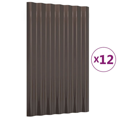 Paneles de techo de Vidaxl 12 st 60x36 cm en polvo -acero acero marrón