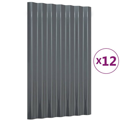 Paneles de techo Vidaxx 12 piezas 60x36 cm acero galvanizado antracita