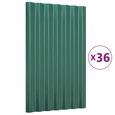 Vidaxl dakpanelen 36 st 60x36 cm gegalvaniseerd staal groen